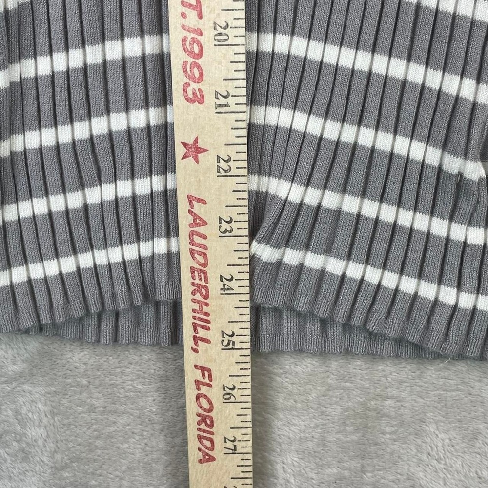 Apt. 1 Grey white striped off the shoulder sweater stretch xs twee - Picture 4 of 4